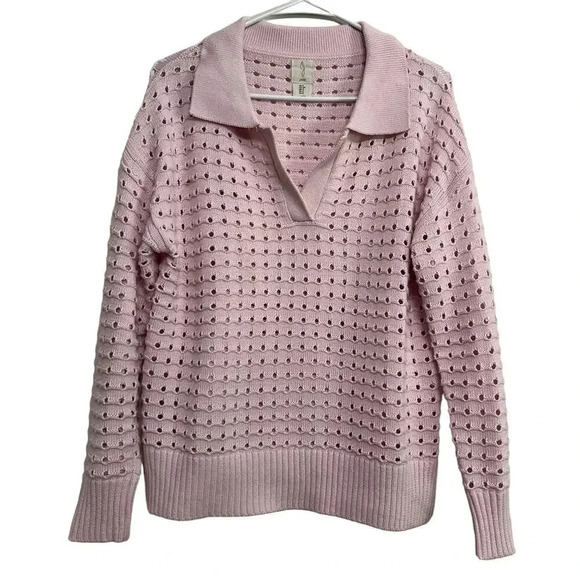 Joie women’s cotton blend open knit collared sweater. Size small - Picture 1 of 5